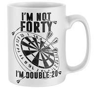 Purple Print House 40th Birthday Darts Mug, Funny 40 Year Old Coffee Cup, Dart Player Bday Gift for Forty Year Old, Present For Dad Double 20 Tea Mug, One Size, White