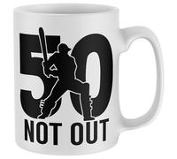 Purple Print House 50 Not Out Birthday Mug Funny Fifty Cricket Gift For Grandad Fiftieth Coffee Cup 50th Birthday