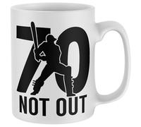 Purple Print House 70 Not Out Birthday Mug Funny Seventy Cricket Gift For Grandad Seventieth Coffee Cup 70th Birthday