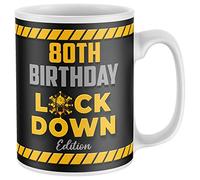 Purple Print House 80th Birthday Lockdown Edition Funny Mug, 2021 Boris Johnson, Novelty Mugs, Gifts for Men Women Gift Present 80, White, One Size