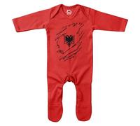 Purple Print House Albania Torn Romper Suit Babies Boy Girl Albanian Football Sleepsuit, 0-3 Months, Red