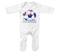 Purple Print House Australia Flag Football Romper Suit Soccer Australian Tournament Supporters 2022 Baby Gifts for Boys Girls, 6-12 Months, White