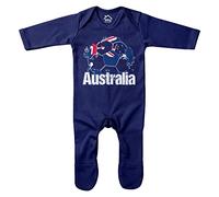 Purple Print House Australia Flag Football Romper Suit Soccer Australian Tournament Supporters 2022 Baby Gifts for Boys Girls, 6-12 Months, Navy