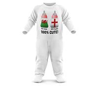 Purple Print House Baby 50% Welsh 50% English 100% Cute Romper Suit - Funny Birthday Cute Football Rugby Gifts for Baby - Wales England Falg Romper, White, 0-3 Months