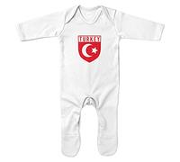Purple Print House Baby Boys Turkey Flag Badge Retro Romper Suit - Football Country European 2021 Supporters Gifts for Baby - 2020 Turkish Tournament Footy Soccer Top, 3-6 Months, White