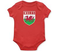 Purple Print House Baby Boys Wales Flag Badge Retro Babygrow - Football Country European 2021 Supporters Gifts for Baby - 2020 Welsh Tournament Footy Soccer Top, 6-12 Months, Red