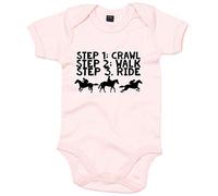 Purple Print House Baby Crawl Walk Ride Babygrow - Horse Riding New Baby Gifts for Baby - Unicorn Horse, Light Pink, 6-12 Months