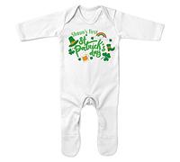Purple Print House Baby Custom Name First St Patrick's Day Romper Suit - Personalised St Patricks Day Gifts for Baby - Customised Irish Outfit, White, 3-6 Months