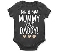Purple Print House Baby Girls Me & Mummy Love Daddy Gold Babygrow - Slogan Fathers Day Birthday Gift for Baby - Cute Unique First Fathers Day Present, 0-3 Months, Black