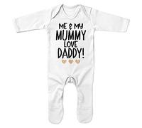 Purple Print House Baby Girls Me & My Mummy Love Daddy Gold Romper Suit - Slogan Fathers Day Birthday Gift for Baby - Present Baby and Dads 1st Fathers Day, 3-6 Months, White