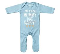 Purple Print House Baby Girls Me & My Mummy Love Daddy Gold Romper Suit - Slogan Fathers Day Birthday Gift for Baby - Present Baby and Dads 1st Fathers Day, 6-12 Months, Light Blue