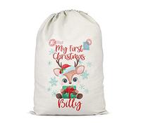Purple Print House Baby Reindeer First Sack - Personalised for Baby - Novelty Present, L