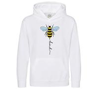 Purple Print House Bee Kind Hoodie Kids Positivity Be Kind Birthday Bumble Bees Boys and Girls, 9-11 Years, White