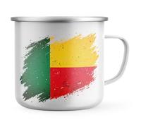 Purple Print House Benin’s Independence Enamel Mug Torn Badge Design Camping Mug for him Country Patriotic Gift for Dad Grandad
