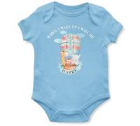 Purple Print House Birthday Babygrow with Name for Son When I Wake Up I Will Be 1 Safari Balloon Personalised Gift for Baby Boy Toddler, 6-12 Months, Light Blue