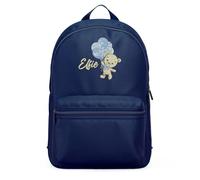 Purple Print House Blue Teddy Bear Personalised Embroidered Mini Backpack Custom Son Boy Balloon Name Back to Nursery School Essential Bag, One Size, Navy