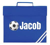Purple Print House Book Bags for School Boy - Custom Name Football Book Bag Book Bag - Personalised Back to School Gifts for Footy Mad School Boy - Primary and Secondary School, Bright Royal