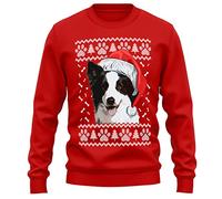 Purple Print House Border Collie Christmas Sweatshirt Adult Xmas Jumper For Dog Owner Gifts Autumn Winter Puppy Walks Sweater For Him and Her, L, Red