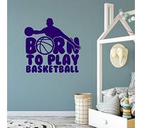 Purple Print House Born To Play Basketball Wall Art, Wall Sticker,Decorations for Bedroom, Living Room, Kitchen, Decals, Quote,Typography, Navy, 1000mm