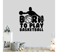 Purple Print House Born To Play Basketball Wall Art, Wall Sticker,Decorations for Bedroom, Living Room, Kitchen, Decals, Quote,Typography, Black, 1000mm