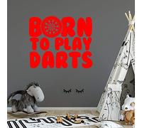 Purple Print House Born to Play Darts Wall Art, Wall Sticker,Decorations for Bedroom, Living Room, Kitchen, Decals, Quote, Sport, Red, 550mm