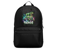 Purple Print House Boys Custom Dinosaur Mini Backpack Personalised Name T Rex Monster Truck Back to School Nursery Bag for Kids Infants, One Size, Black