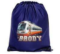 Purple Print House Boys Custom Passenger Train Drawstring Bag Kids Personalised Name PE Sports Kit Bag Infants Back to School Gift, One Size, Navy