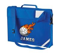 Purple Print House Boys Customised Book Bag With Strap Personalised Name with Volleyball Flame Design Back To School Boys Kids New Term Gift, One Size, Royal