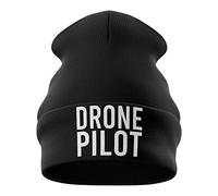 Purple Print House Boys Drone Pilot Beanie - Funny Drone Embroidery Gift Idea for Son - Drones Birthday Present, Black, One Size