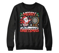 Purple Print House Boys Funny Christmas Jumper Merry Dartsmas Santa Playing Darts Xmas Sweater Kids Darts Festive Top, 12-13 Years, Black