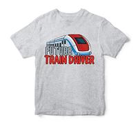 Purple Print House Boys Future Train Driver T Shirt - Train Birthday Gift Idea for Son - Birthday Present, 12-13 Years, Grey