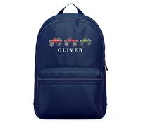 Purple Print House Boys Monster Truck Personalised Mini Backpack Back to School Essential Bag for Kids Infants Custom Name Nursery Gift, One Size, Navy