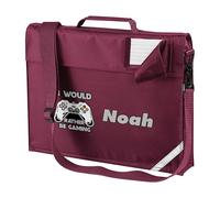 Purple Print House Boys Personalised Book Bag with Strap I Would Rather Be Gaming with Custom Name Back to School Infant New Term Gift, One Size, Burgundy