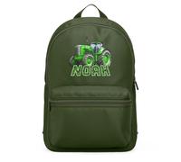 Purple Print House Boys Personalised Tractor Mini Backpack Custom Name Farming Design Back to School Nursery Bag for Kids Infants Toddlers, One Size, Olive Green