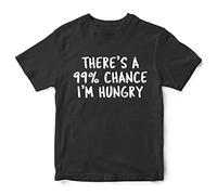 Purple Print House Boys Theres A 99% Chance I'm Hungry T Shirt - Slogan Idea for Kids - Funny Quote, 12-13 Years, Black