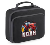 Purple Print House Boys Tractor Custom Lunch Bag Kids Farming Design Lunchbox for Back to School Nursery Primary Infants New Term Gift, 24cm x 20cm x 8cm, Black