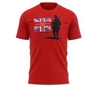 Purple Print House British Soldier VE Day T Shirt for Men Honouring The Heroes Union Jack Top 80th Anniversary, 3XL, Red