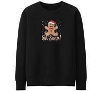 Purple Print House Broken Gingerbread Man Christmas Sweatshirt For Women Funny Festive Oh Snap Xmas Jumper, S, Black
