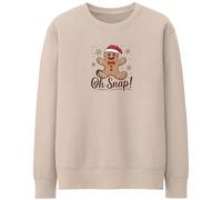 Purple Print House Broken Gingerbread Man Christmas Sweatshirt For Women Funny Festive Oh Snap Xmas Jumper, S, Natural Stone