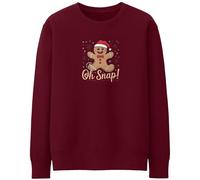 Purple Print House Broken Gingerbread Man Christmas Sweatshirt For Women Funny Festive Oh Snap Xmas Jumper, XL, Maroon