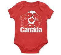 Purple Print House Canada Flag Football Babygrow Soccer Canadian Tournament Supporters 2022 Baby Gifts for Boys Girls, 12-18 Months, Red