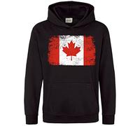 Purple Print House Canada Flag Kids Hoodie, Canada World Football Gifts for Boys and Girls, Canadian Soccer Supporters Cup Hooded Top 2022, 9-11 Years, Black