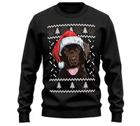 Purple Print House Chocolate Labrador Christmas Sweatshirt Adult Xmas Jumper For Lab Dog Owner Gifts Autumn Winter Puppy Walks Sweater For Him and Her, XL, Black