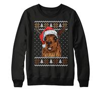 Purple Print House Christmas Alpaca Sweatshirt Kids Xmas Jumper Day Festive Farm Santa Hat Sweater Gifts For Boys and Girls, 9-11 Years, Black