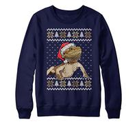 Purple Print House Christmas Bearded Dragon Sweatshirt Kids Xmas Jumper Day Festive Wildlife Santa Hat Sweater Gifts For Boys and Girls, 9-11 Years, Navy
