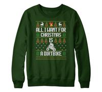 Purple Print House Christmas Dirt Bike Boys Sweater All I Want For Xmas Kids Sweatshirt Off Road Motorbike Jumper, 7-8 Years, Bottle
