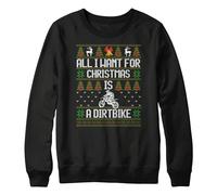 Purple Print House Christmas Dirt Bike Boys Sweater All I Want For Xmas Kids Sweatshirt Off Road Motorbike Jumper, 9-11 Years, Black