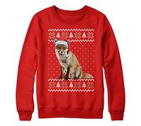 Purple Print House Christmas Fox Sweatshirt Kids Xmas Jumper Day Santa Sweater Boys Girls, 9-11 Years, Red