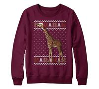 Purple Print House Christmas Giraffe Sweatshirt Kids Xmas Jumper Day Festive Safari Santa Hat Sweater Gifts For Boys and Girls, 9-11 Years, Maroon