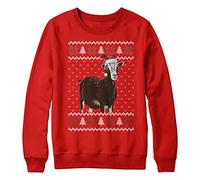 Purple Print House Christmas Goat Sweatshirt Kids Xmas Jumper Day Festive Farm Santa Hat Sweater Gifts For Boys and Girls, 12-13 Years, Red